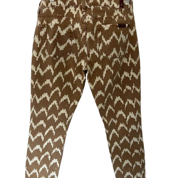 7 For Mankind Womens Cropped Skinny Jeans Brown Ikat 26 - Picture 2 of 10